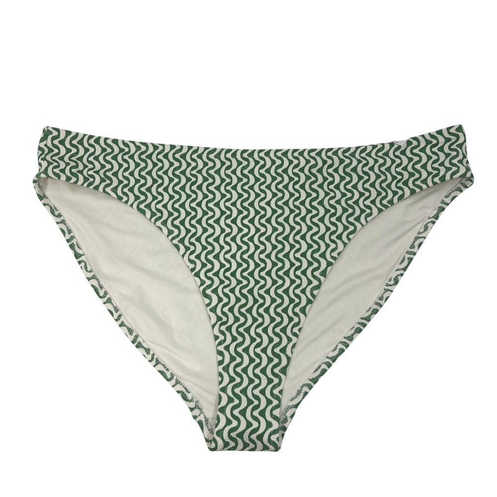 Old Navy Women 2X Bikini Bottom Textured Wavy Green White New with Tags